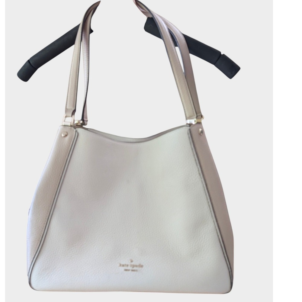 Kate Spade New York Leila Two Tone Beige Pebbled Leather Medium Triple Shoulder